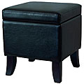 Homestyles Black Bi-cast Leather Storage Ottoman