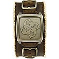 Guess Men's Antique Dial Brown Leather Cuff Watch