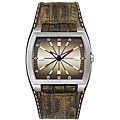 Guess Men's Brown Leather Reptile Strap Watch