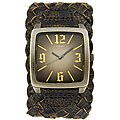 Guess Men's Brown Basketweave Leather Strap Watch