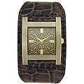 Guess Men's Brown Leather Cuff Watch