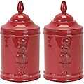 Boxwood Red Topiary Canisters (Set of 2)