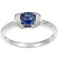14k White Gold Sapphire and 1/6ct TDW Diamond Ring (Size 6.75)