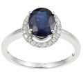 18k White Gold Sapphire and 1/8ct TDW Diamond Ring (Size 6.5)