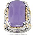 Michael Valitutti Palladium Silver Lavender Jade/ Sapphire Ring