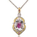 Michael Valitutti Palladium Silver Rock Crystal/ Ruby/ Sapphire Necklace