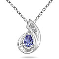 14k White Gold Tanzanite and Diamond Loop Necklace