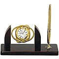 Seth Thomas Euclid Mahogany Clock/ Pen Desk Set