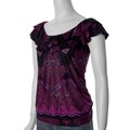 Olivia Moon Women's Black Flutter-sleeve Tunic