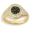 14k Yellow Goldplated Multicolor Cubiz Zirconia 'Evil Eye' Ring