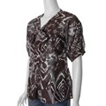 Ninety Women's Brown Tie Neck Short-sleeve Blouse