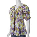 Ninety Women's Lavender Tie Neck Short-sleeve Blouse