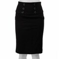 Zinc Women's 6-button Black Pencil Skirt