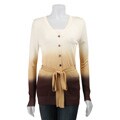 W.D.N.Y Dip-dye Chocolate/ Gold/ Cream Cardigan with Self Belt