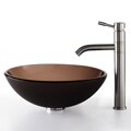 Kraus Brown Frosted Glass Vessel Sink/ Aldo Steel Faucet