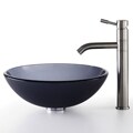 Kraus Black Frosted Glass Vessel Sink/ Aldo Steel Faucet