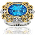 Michael Valitutti Silver and 18k Vermiel Ceylon Blue Topaz Ring