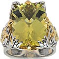 Michael Valitutti Silver/ 18k Vermiel Lemon Quartz/ Sapphire Ring