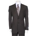 Ferrecci Men's Dark Brown/ Taupe Two-button Pinstripe Suit