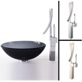 Kraus Black Glass Vessel Sink and Millennium Bathroom Faucet