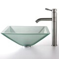 Kraus Aquamarine Frosted Glass Sink and Aldo Steel Faucet