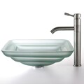 Kraus Oceania Frosted Glass Sink and Aldo Stainless Steel Faucet