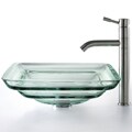 Kraus Oceania Clear Glass Vessel Sink/ Aldo Faucet