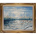 Claude Monet 'Floating Ice Near Vetheuil' Oil Canvas Art