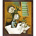'White Roses in a Vase' Oil on Canvas Art