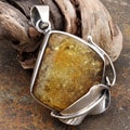 Sterling Silver Honey Amber Leaf Pendant (Poland)