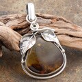 Sterling Silver Honey Amber Double Leaf Pendant (Poland)
