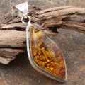Sterling Silver Honey Baltic Amber Pendant (Poland)