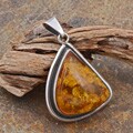 Sterling Silver Honey Baltic Amber Pendant (Poland)