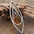 Sterling Silver Honey Baltic Amber Pendant (Poland)