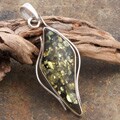Sterling Silver Green Baltic Amber Pendant (Poland)