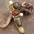 Sterling Silver Baltic Amber and Pearl Pendant (Poland)