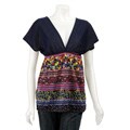 Sam & Max Women's Cap Sleeve V-neck Printed Top
