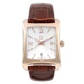 ESQ Men's Rose Goldtone Case Leather Strap Watch