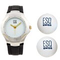 ESQ Men's Leather Strap Watch and Golf Ball Gift Set