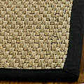Hand-woven Natural Fiber Seagrass Black Rug (2'6 x 12')