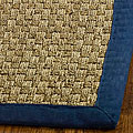 Natural Fiber Seagrass Natural/ Blue Rug (2'6 x 8')