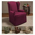 Stretch Microsuede One-piece Wing Chair Slipcover