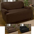 Stretch Microfiber Faux Leather T-cushion Loveseat Slipcover