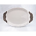 Renaissance Metal-handled Ivory Oval Platter