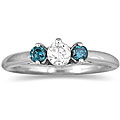 10k Gold 1/2ct TDW Blue/ White Diamond 3-stone Ring (I-J, I1-I2)