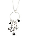 Charming Life Sterling Silver Black Crystal Fleur de Lis Necklace