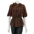 Adiva Women's Sheer Ruffle Blouse