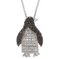 Sterling Silver Black Diamond Accent Penguin Necklace