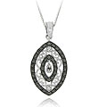 Sterling Silver Black Diamond Accent Filigree Medallion Necklace