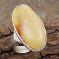 Sterling Silver Size 9 Milky Amber Oval Ring (Poland)